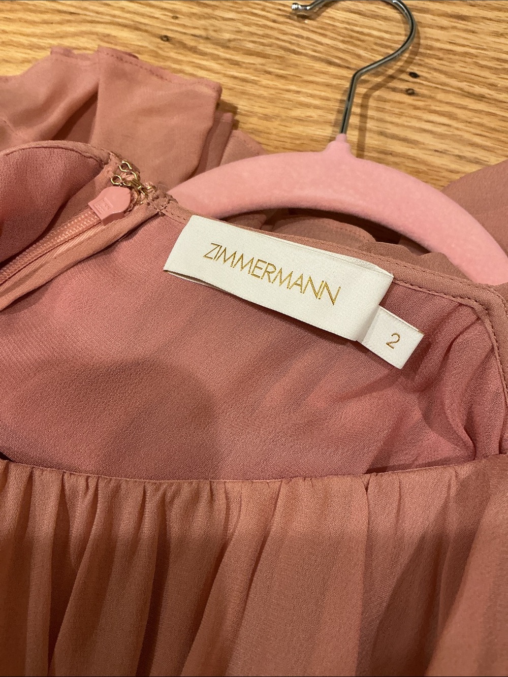 NWOT Zimmermann Women’s Pink Tiered Ruffle Maxi Dress, Size AU 2 = M - Picture 7 of 8